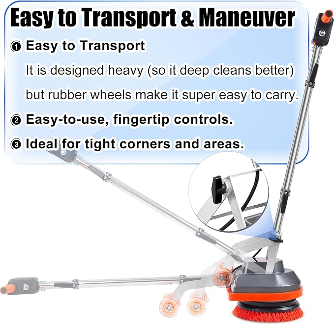 Commercial Floor Scrubber Machine, 3 Brushes & 3 Cleaning Pads - Image 5