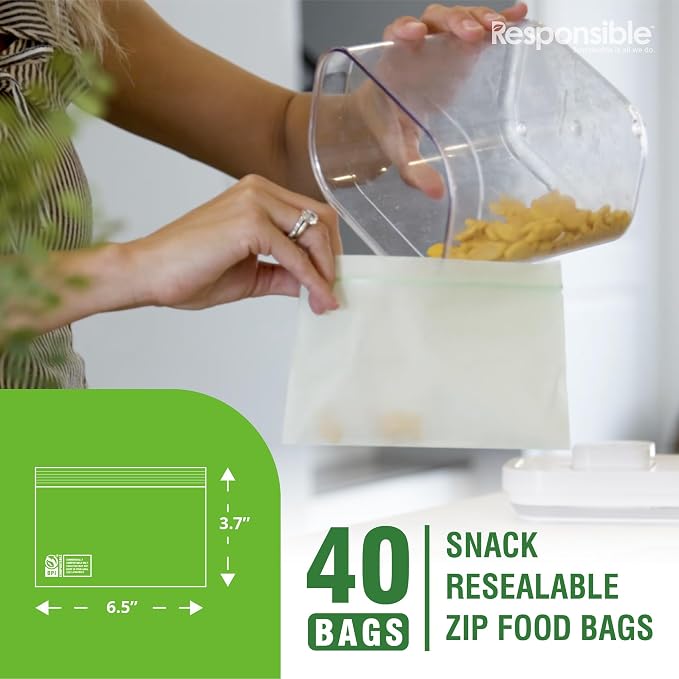 Responsible Products Certified Compostable SNACK Resealable Zip Bag, Extra - Image 2
