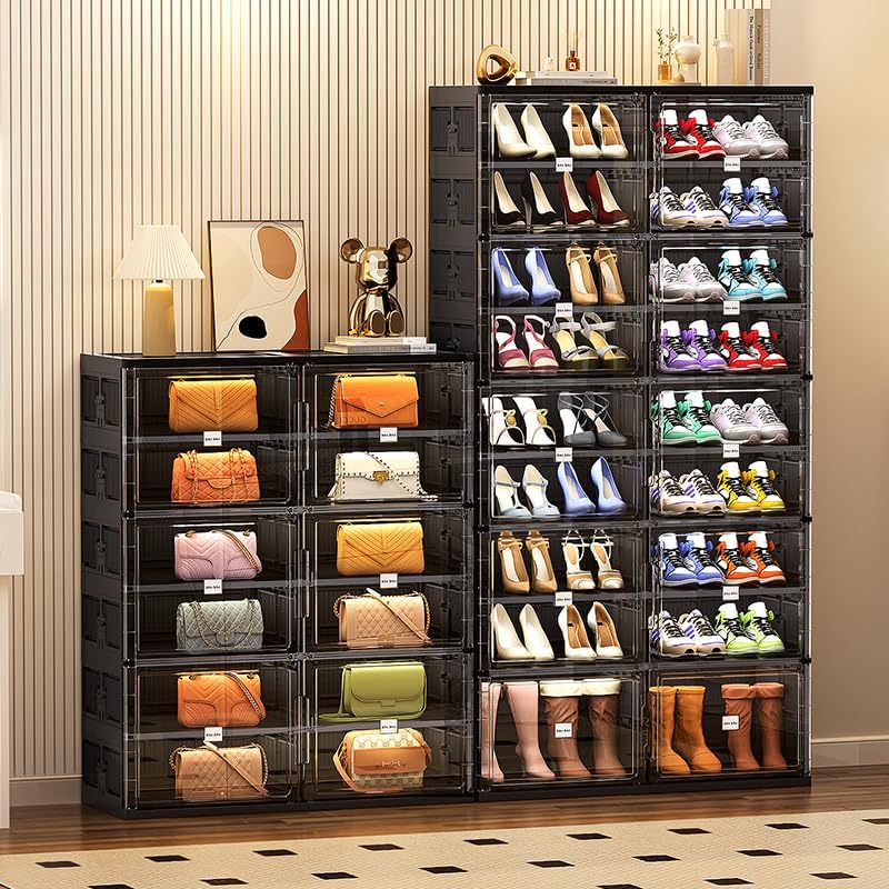 JEKO&JEKO 5 Tiers Foldable Boot Storage Shoe Rack Cabinet for Closet Entr...
