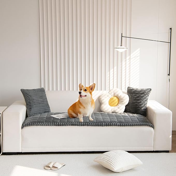 OTOB Couch Cover for Dogs Washable, Non Slip Plush Sofa Covers for 3 Cushion - Image 8