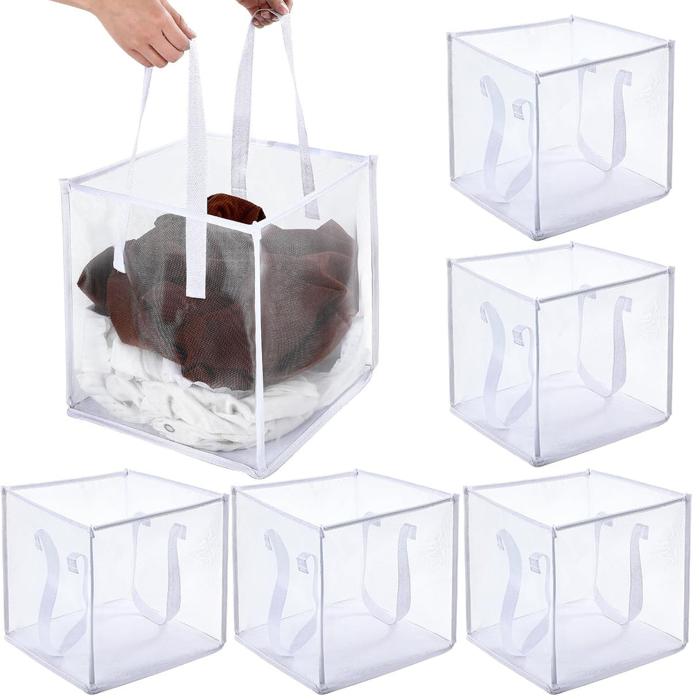 Zopeal 6 Pack Collapsible Mesh Laundry Basket, White, Single-layer