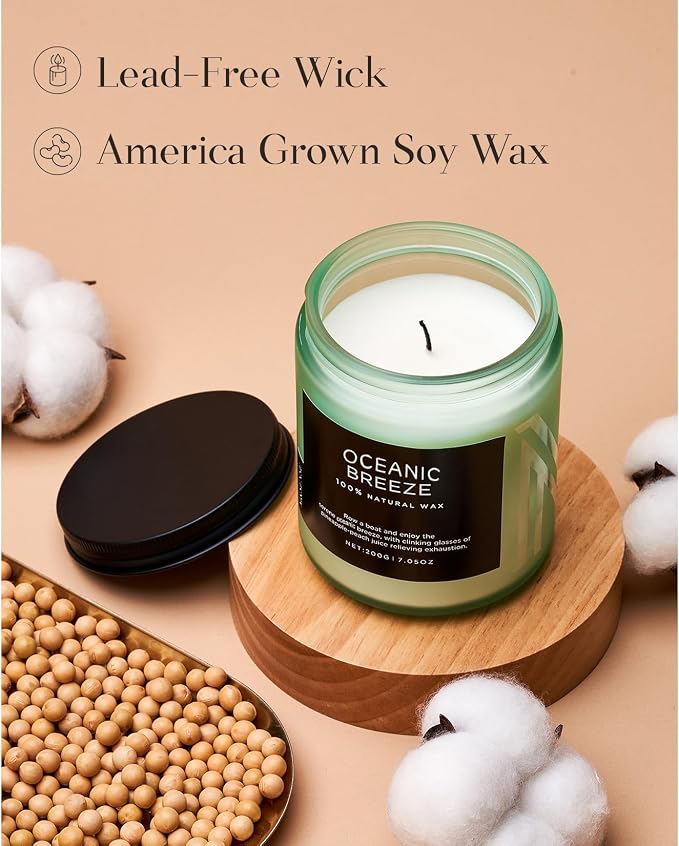 M&SENSE Candle Oceanic Breeze Scented Candle, Long Lasting Pineapple & Mango - Image 3