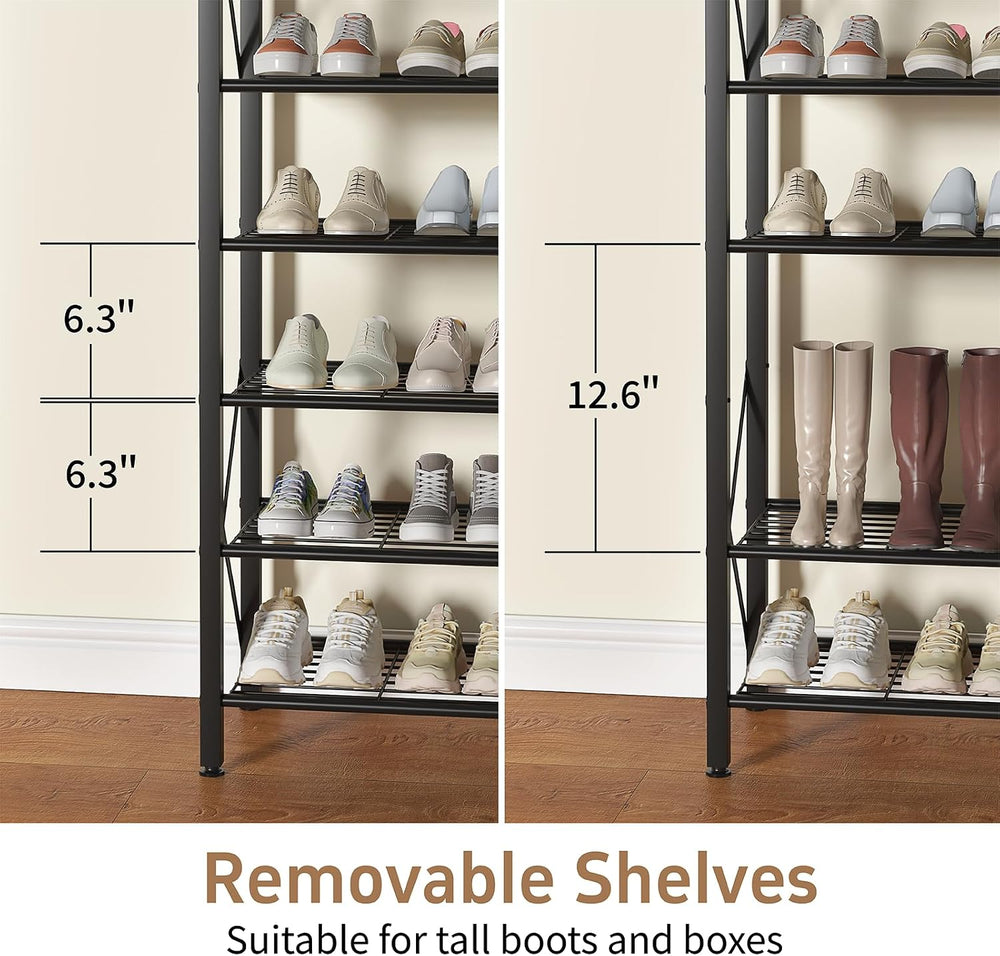 6-Tier Shoe Rack Organizer, Large Capacity Shoe Shelf with Metal Shelves, Hol...