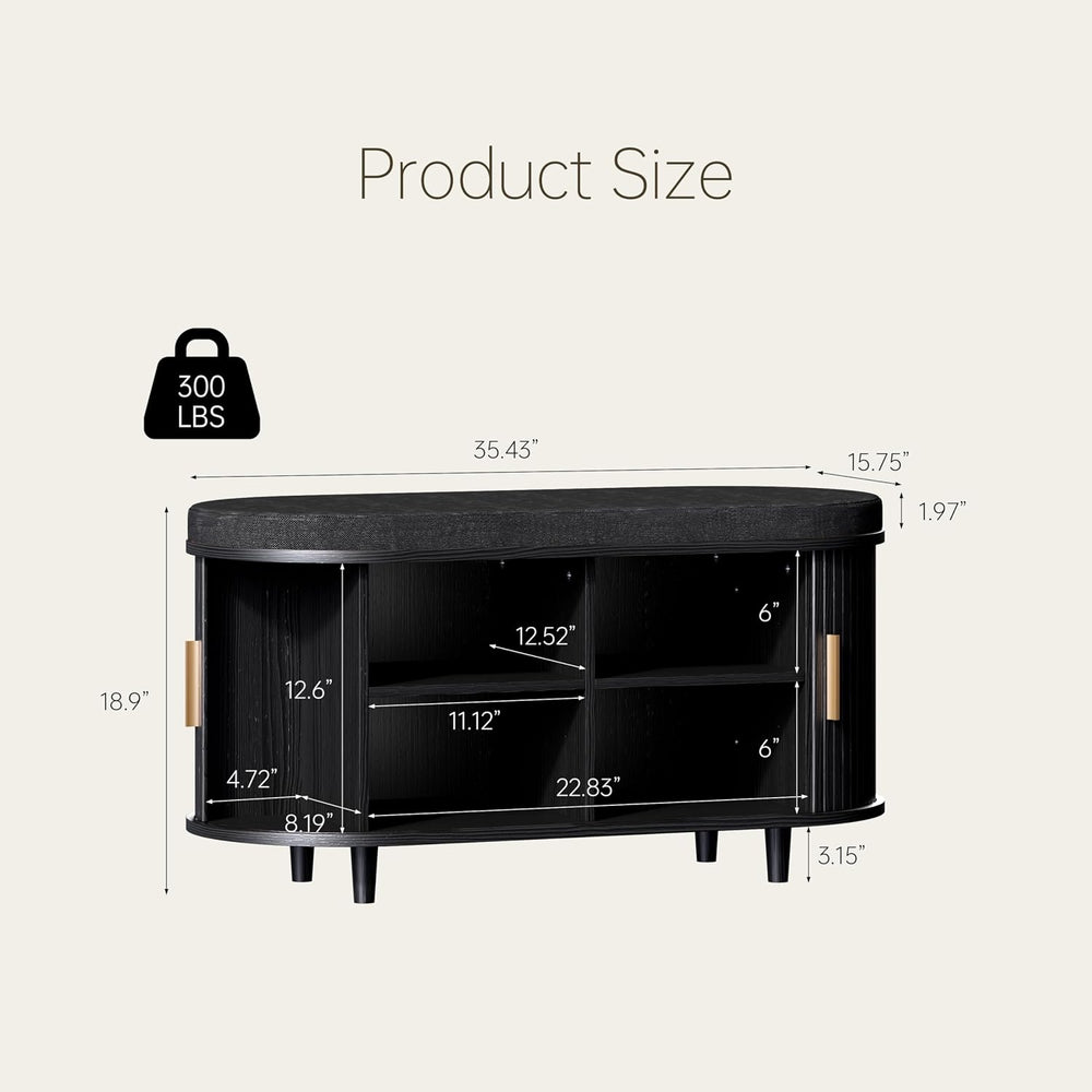 DHH 2-Tier Storage Bench,Wide Shoe Bench with Thickened Padded Seat Cushion, ...