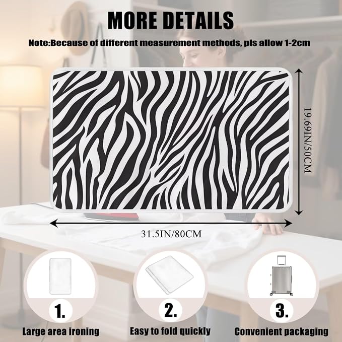 Zebra Print Ironing Mat Portable Iron Pad Magnetic Cover and Padding - Image 7