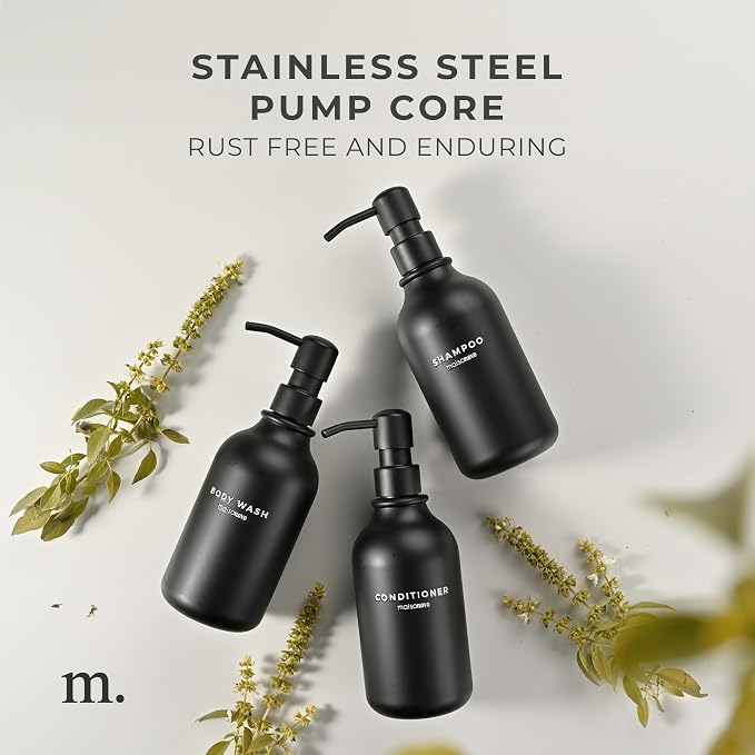 MaisoNovo Refillable Shampoo and Conditioner Bottles | 16.9 fl oz Set of 3 - Image 4