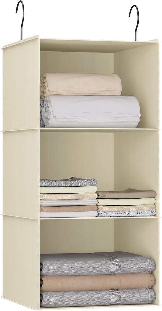 Hanging Closet Organizer and Storage 3-Shelf, Easy Mount Foldable Hanging by DonYeco