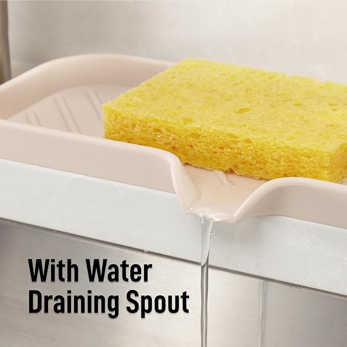 Zulay Kitchen Large Silicone Sponge Holder – Flexible Sink Organizer Tray - Image 8