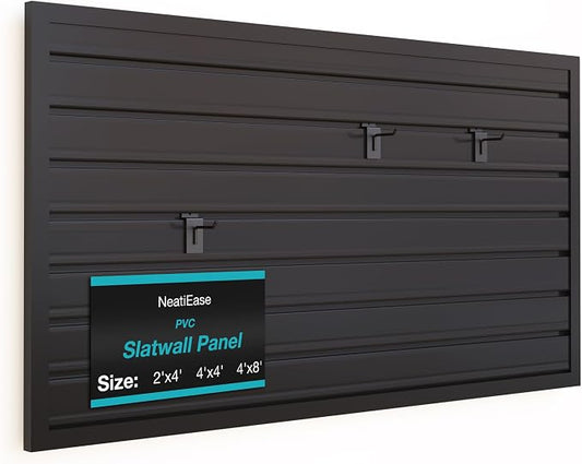 NeatiEase Slatwall Panel Wall Storage Systems, 2 x 4ft Slat Wall Paneling by NeatiEase
