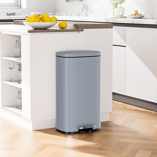 Arlopu 8/13.2 Gallon Step Trash Can, Stainless Steel Garbage Bin, Soft-Close - Image 4