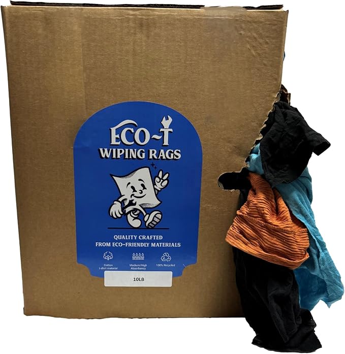 10 Lb Box Eco-T Mechanic Shop Rags - Image 2