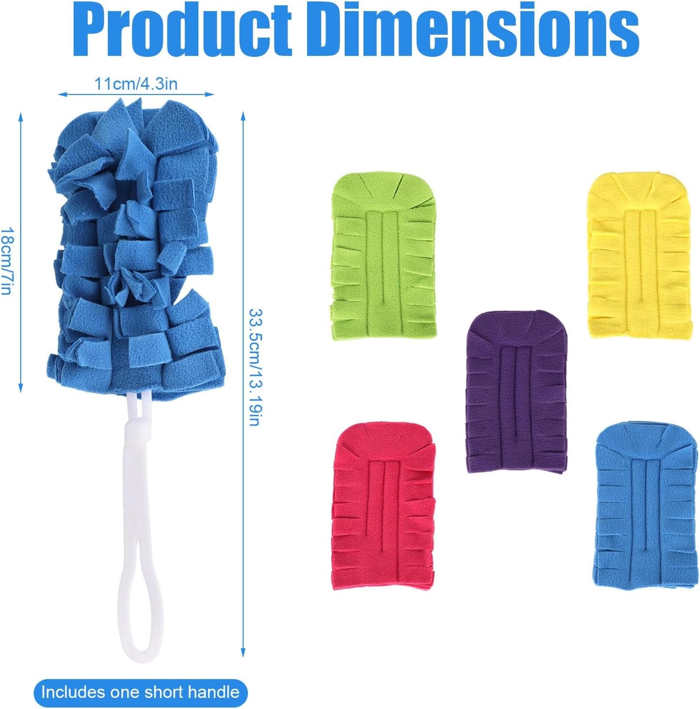5pcs Reusable Duster Refills with Short Handle, 5 Colors 360° Heavy Duty Fleece Dusting Pads Cleaning Pads Washable for Home Furniture Ceiling Fan Window Blinds Kitchen Car Interior
