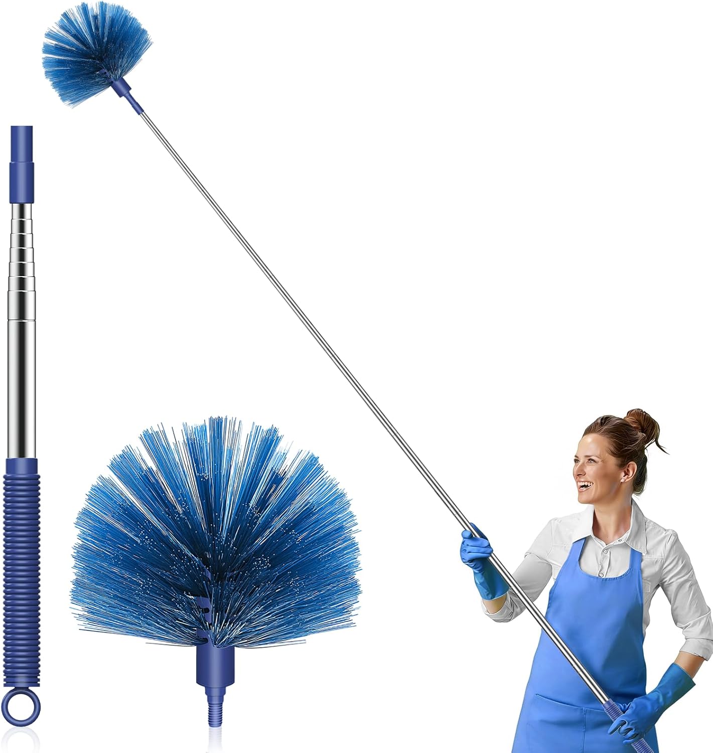 SetSail Cobweb Duster with Extension Pole, Retractable Dusters for Cobweb Cleaning 81-inch Long Handle Ceiling Fan Spider Web Brush for Outdoor Indoor High Ceilings