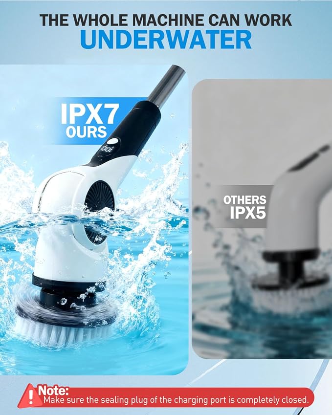 Electric Spin Scrubber with 10 Replaceable Brush Heads, IPX7 Waterproof Shower - Image 2