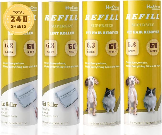Large Surface Lint Roller Extra Sticky Refills, Total 240 Easy Tear Sheets by HapChron
