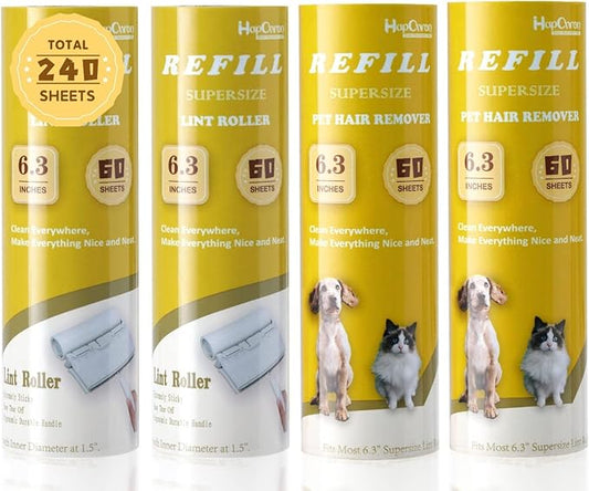 Large Surface Lint Roller Extra Sticky Refills, Total 240 Easy Tear Sheets by HapChron