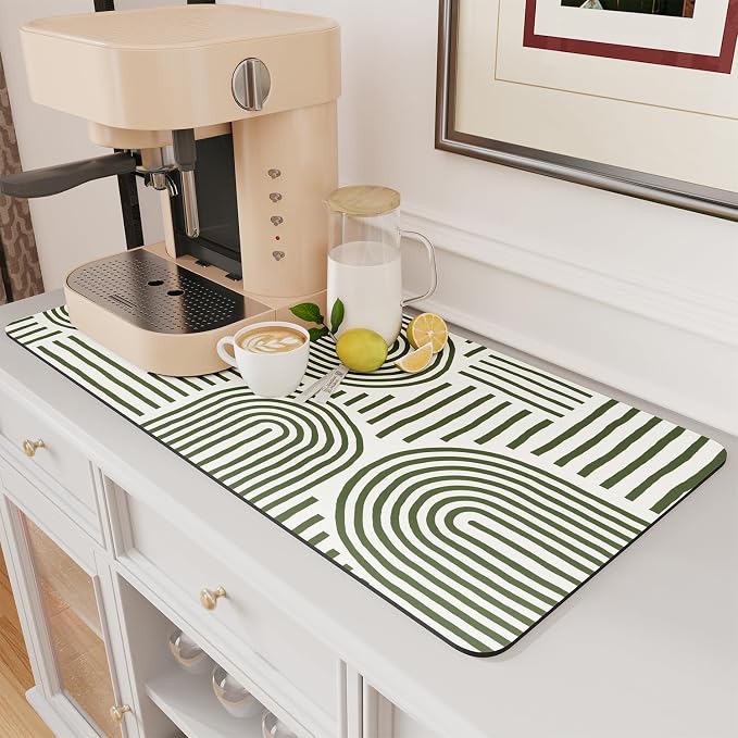 AMOAMI Coffee Mat Hide Stain Rubber Backed Absorbent Dish Drying Mat by AMOAMI