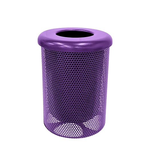 COATEDOUTDOORFURNITURE RFT-P-TXTPUR Heavy Duty Round Trash Receptacle by CoatedOutdoorFurniture