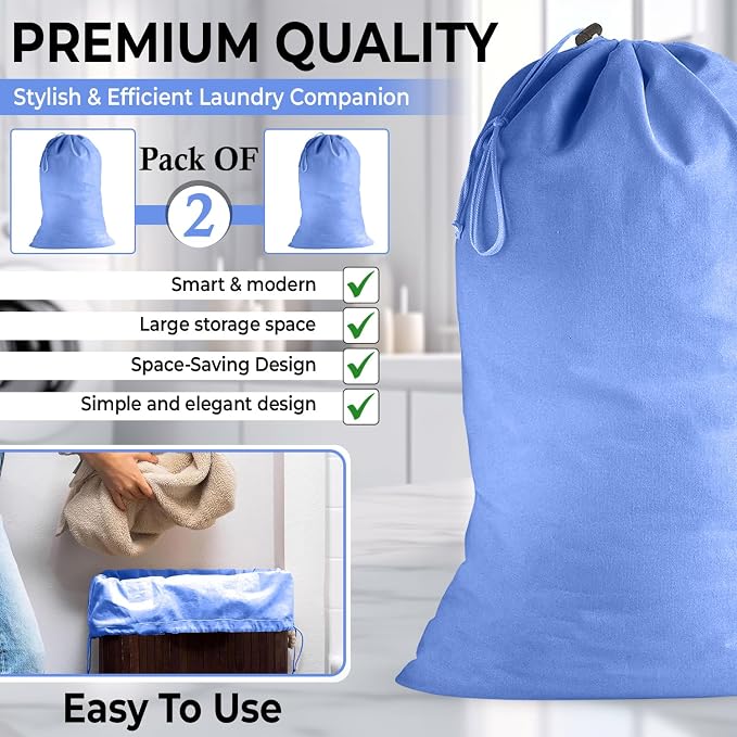 2 Pack - Extra Large Cotton Laundry Bag, Heavy Duty Large Laundry Bags 24 x 36 - Image 6