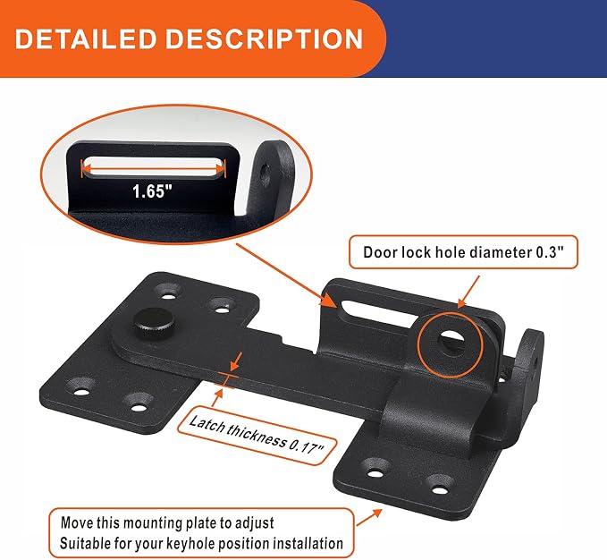 2PCS Flip Latch Lock, 90 Degre Heavy Duty Gate Latch - Image 3