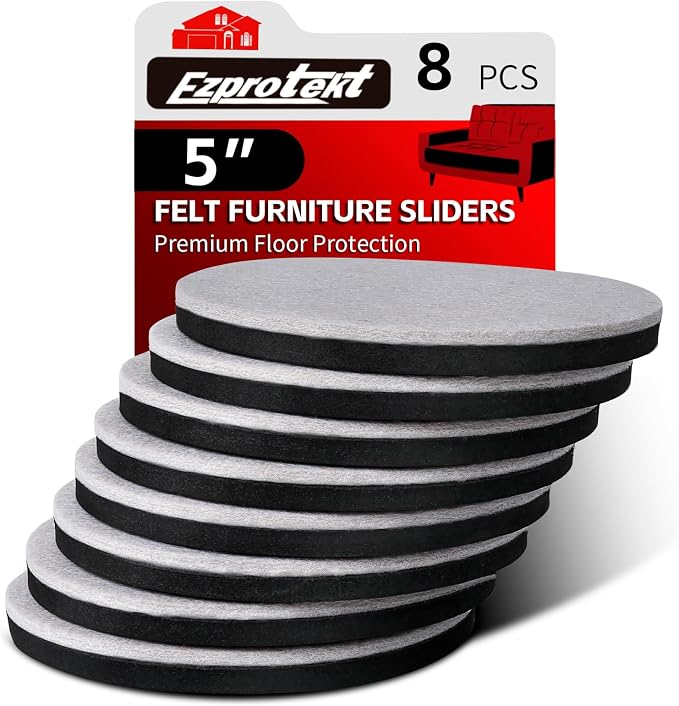Ezprotekt 5" Round Felt Furniture Movers Sliders by VisittheEzprotekt