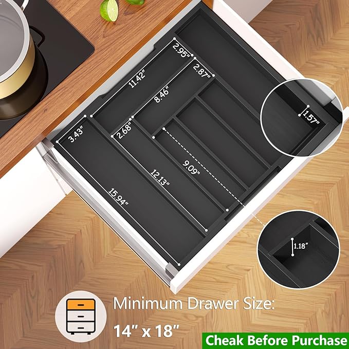 Pipishell Bamboo Expandable Drawer Organizer - Image 2