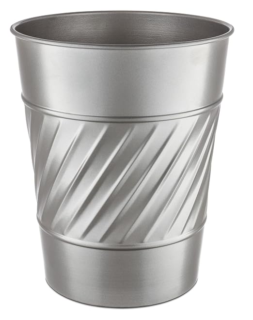 Monarch Abode Pewter Handcrafted Wave Embossed Metal Wastebasket by MonarchAbode
