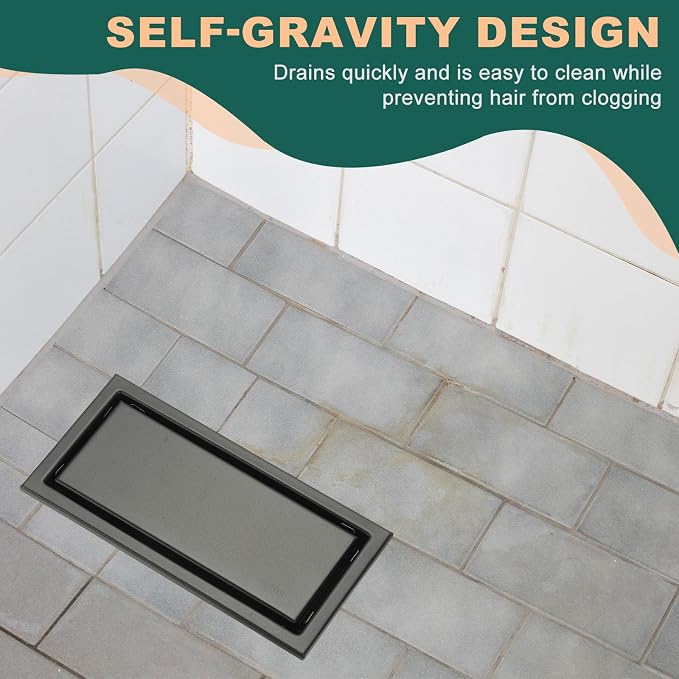 uxcell Rectangular Shower Drain, Brushed 304 Stainless Steel Odor-Proof Floor - Image 6