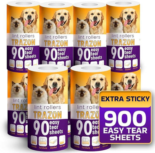 Lint Roller Refills 10 Pack of 900 Sheets / 10 Refills Rollers Only, Extra by TrazonProducts