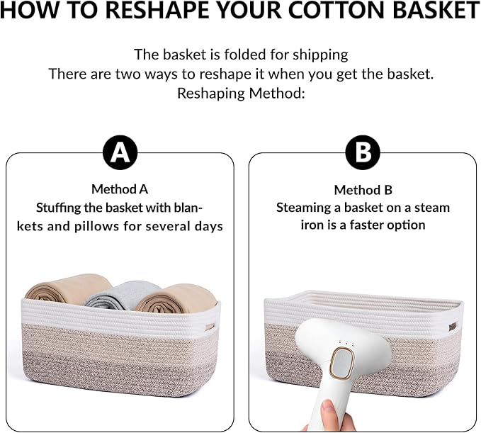 Large Storage Baskets for Organizing, Closet Shelf Baskets for Clothes Blanket - Image 7