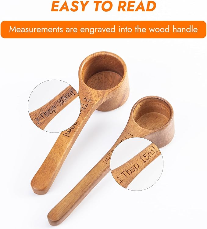 Wooden Coffee Scoop Wooden Measuring Spoons, 5.5 Inch Measuring Scoop Wooden - Image 3