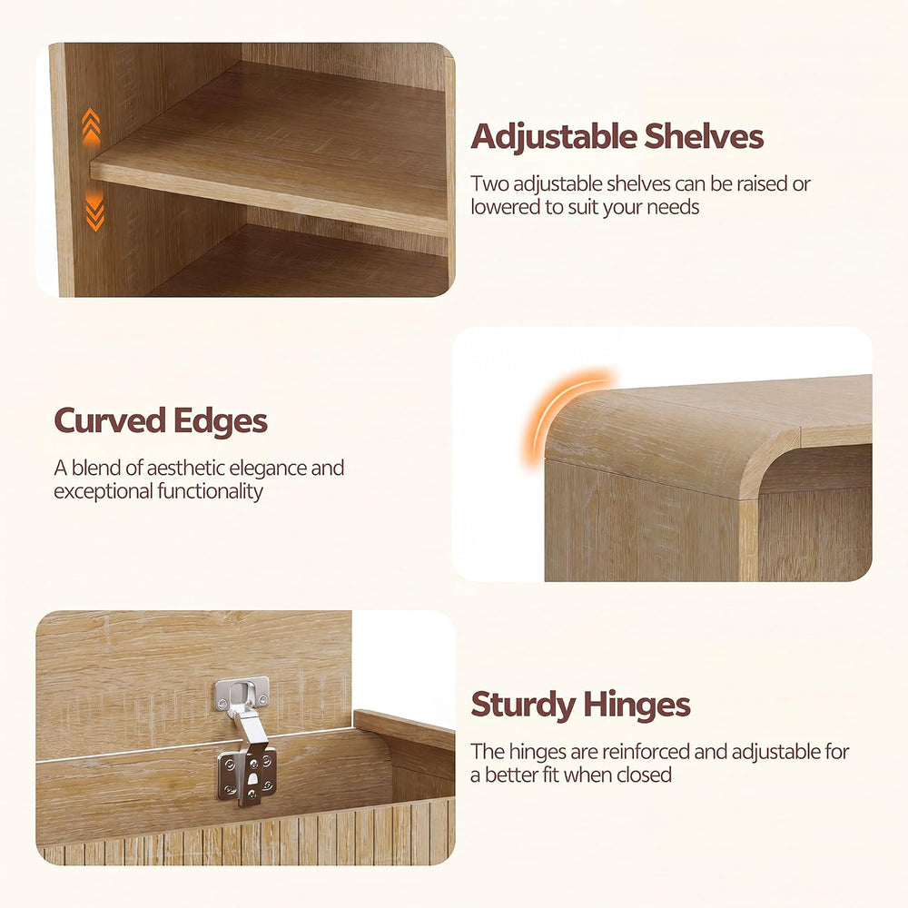 L-Shaped Flip-Open Shoe Storage Bench, Natural