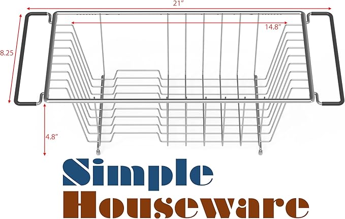 Simple Houseware Over Sink Counter Top Stainless Steel Dish Drainer Drying Rack - Image 3