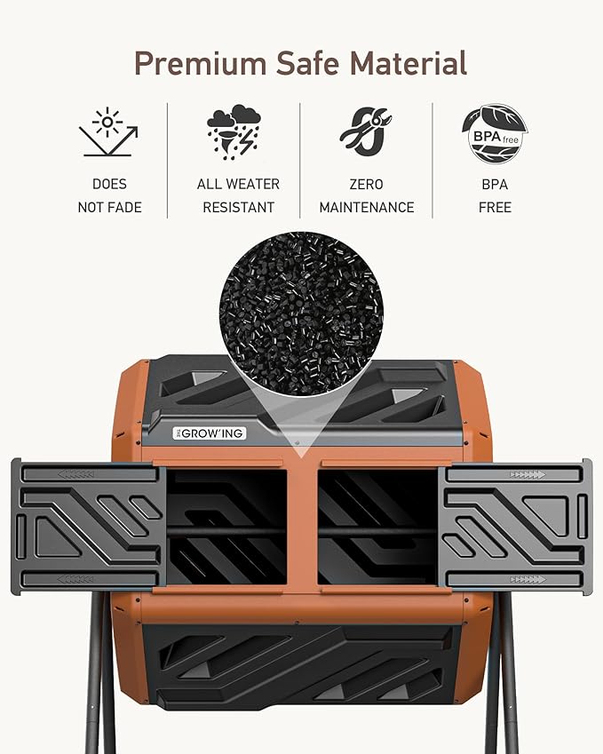THEGROW'ING Updated 43 Gallon Compost Bin Outdoor, Fast Assemble Tumbling - Image 6
