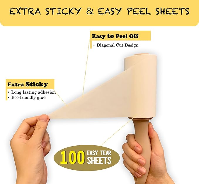 Extra Sticky Lint Roller Refills Only, Total 400 Easy Tear Sheets, Insert Tube - Image 3