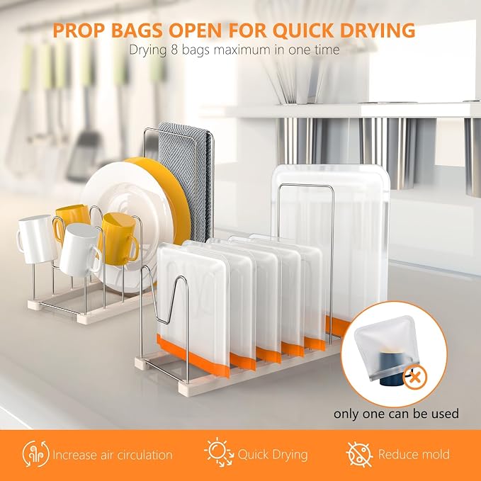 Reusable Bag Drying Rack, Silicone Bag Drying Rack, Plastic Bags Dryer Rack - Image 6