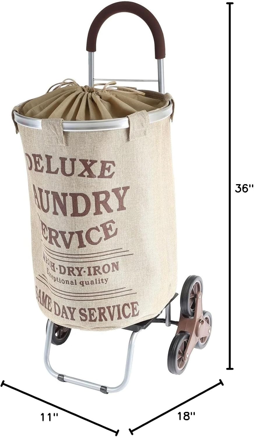 dbest products Stair Climber Laundry Trolley Dolly, Beige Laundry Bag Hamper ...