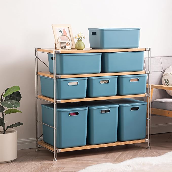Plastic Storage Bins with lids, Storage Baskets, Container with handle - Image 7