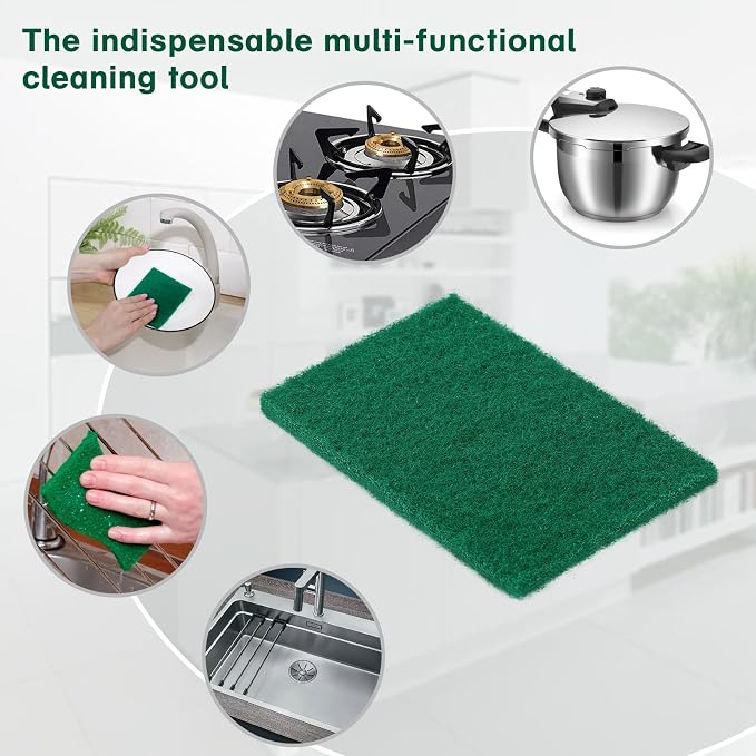 100 Pcs Scouring Pads, Heavy Duty Scour Pads, Dish Scrubber Scouring Pads - Image 3