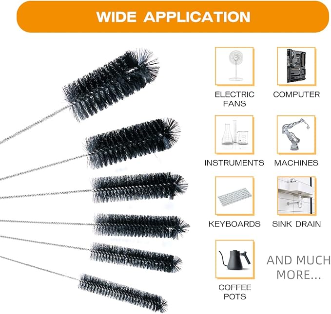 Straw Cleaner Brush Set, 6 Piece 12" Long Pipe Tube Bottle Brushes - Image 4