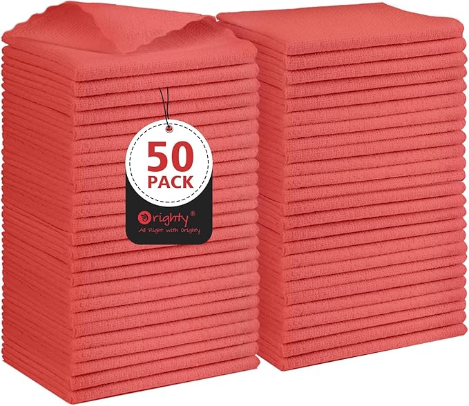 Orighty Cleaning Cloths, Shop Towels 50 Pack, Shop Rags Reusable, Microfiber by AllRightinOrighty