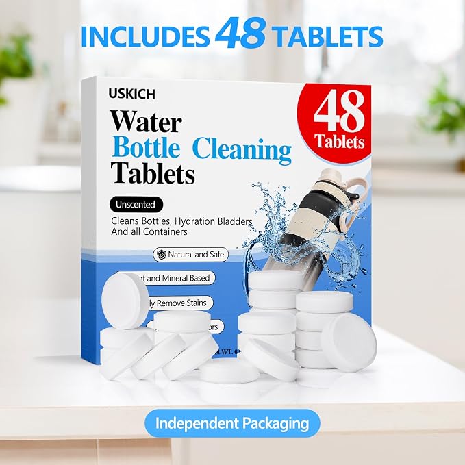 USKICH 48 Pack Water Bottle Cleaning Tablets, Water Bottle Cleaner Great - Image 5