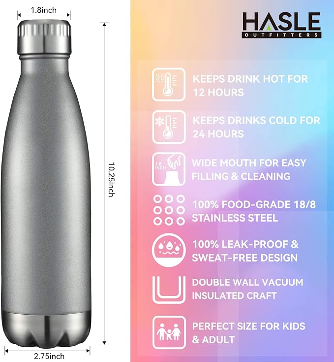 HASLE OUTFITTERS 17oz Stainless Steel Water Bottles, Vacuum Insulated Water - Image 5