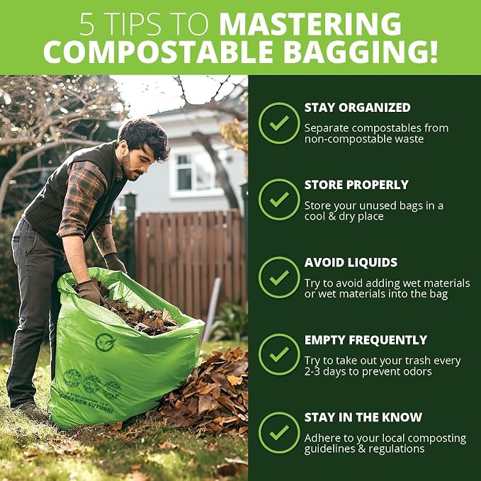60-64 Gallon Compost bags BPI Certified Compostable Bags Heavy Duty Extra Thick - Image 5