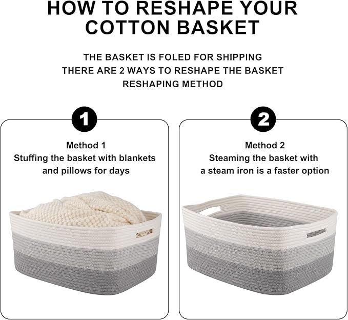 Large Storage Basket for Organizing, Woven Rope Basket for Shelves, Closet - Image 8