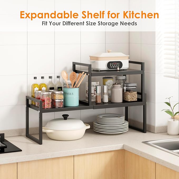 DOLALIKE Expandable kitchen Countertop Organizer, Stackable Cabinet Shelf - Image 8