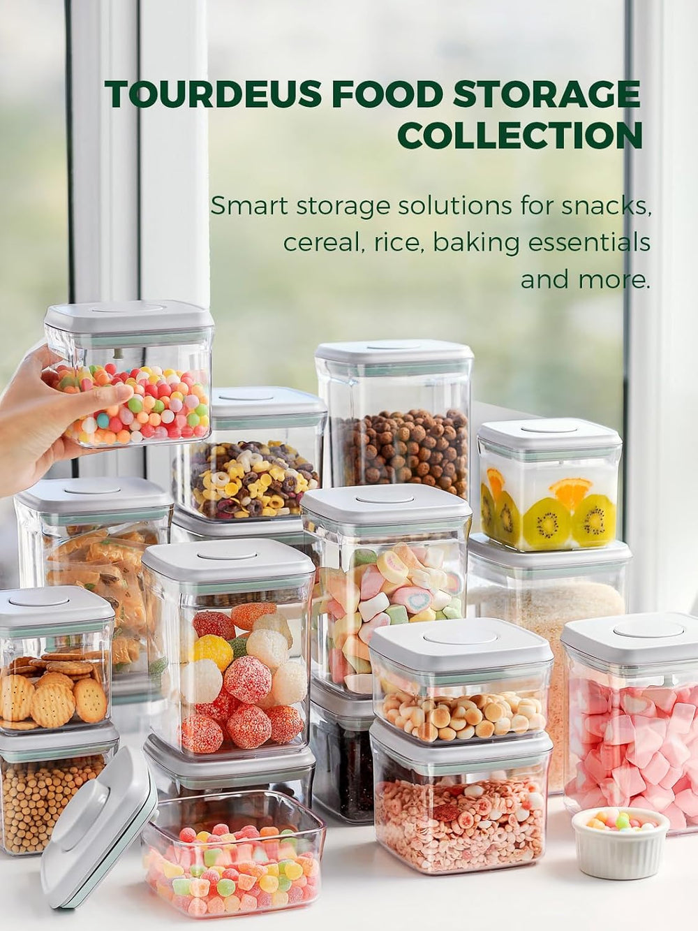 Airtight Food Storage Containers, 8-Piece Pantry Organizer Set
