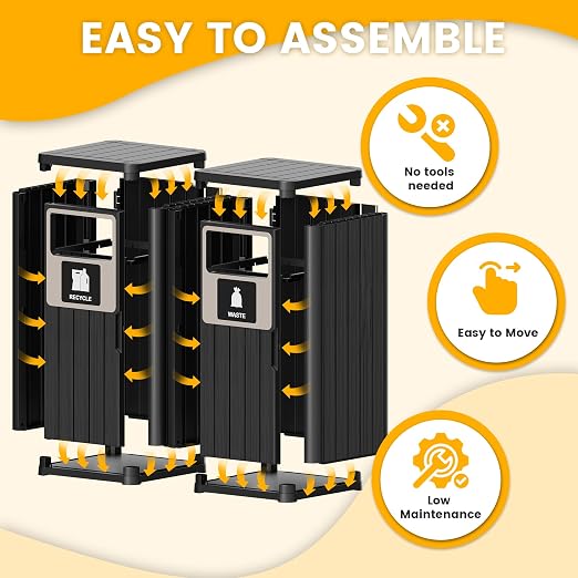 2pcs Outdoor Trash Can Waterproof Resin Garbage Can - Image 9