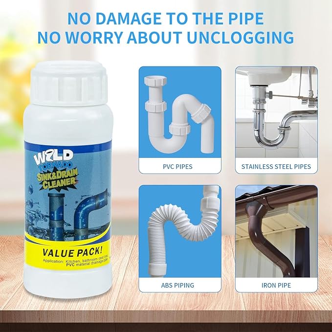 Wild Tornado Pipe Dredge, Powerful Sink Cleaner Powder Fast Foaming - Image 5