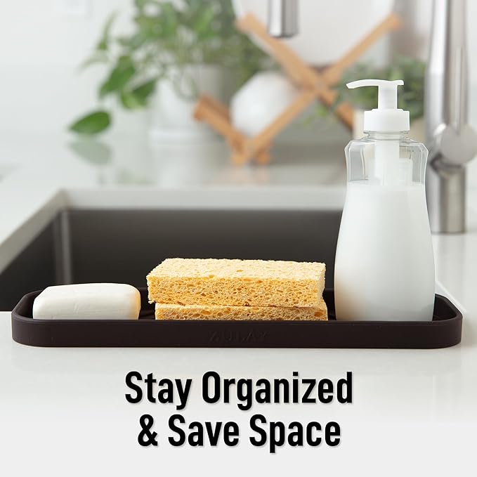 Zulay Kitchen Large Silicone Sponge Holder – Flexible Sink Organizer Tray - Image 6